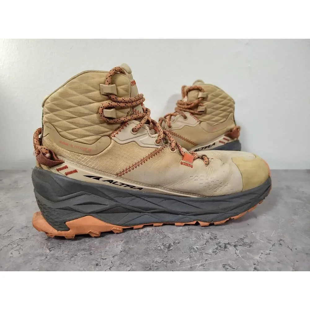 Altra Olympus 5 Mid GTX Hiking Boots Women's 7.5 Sand Zero Drop Waterproof EUC